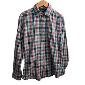 Facconable Club Fit/Regular Fit Plaid Blue Red Yellow Men's  Shirt Size Large